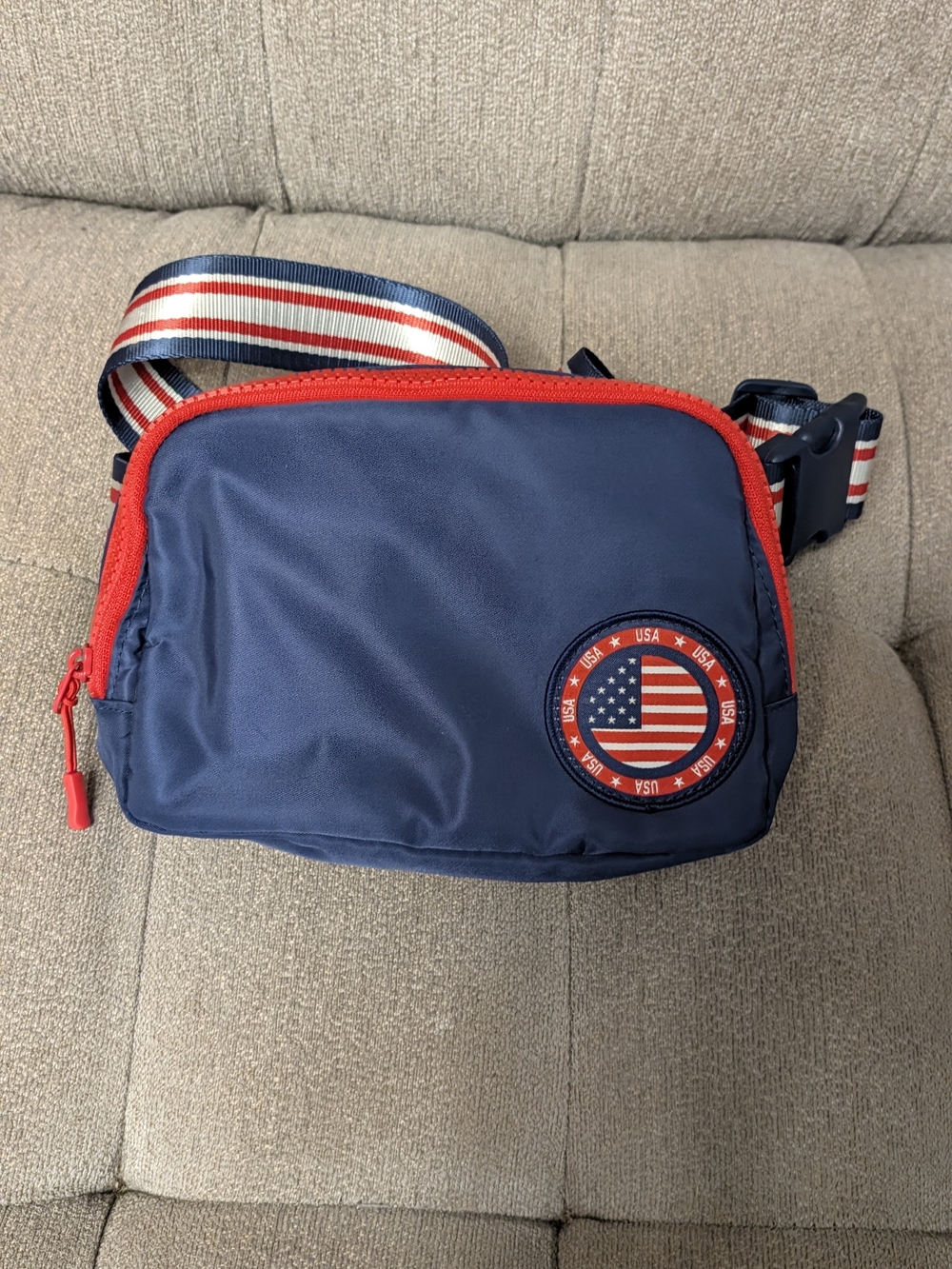 Navy and Red USA Accent Crossbody Wristlet
